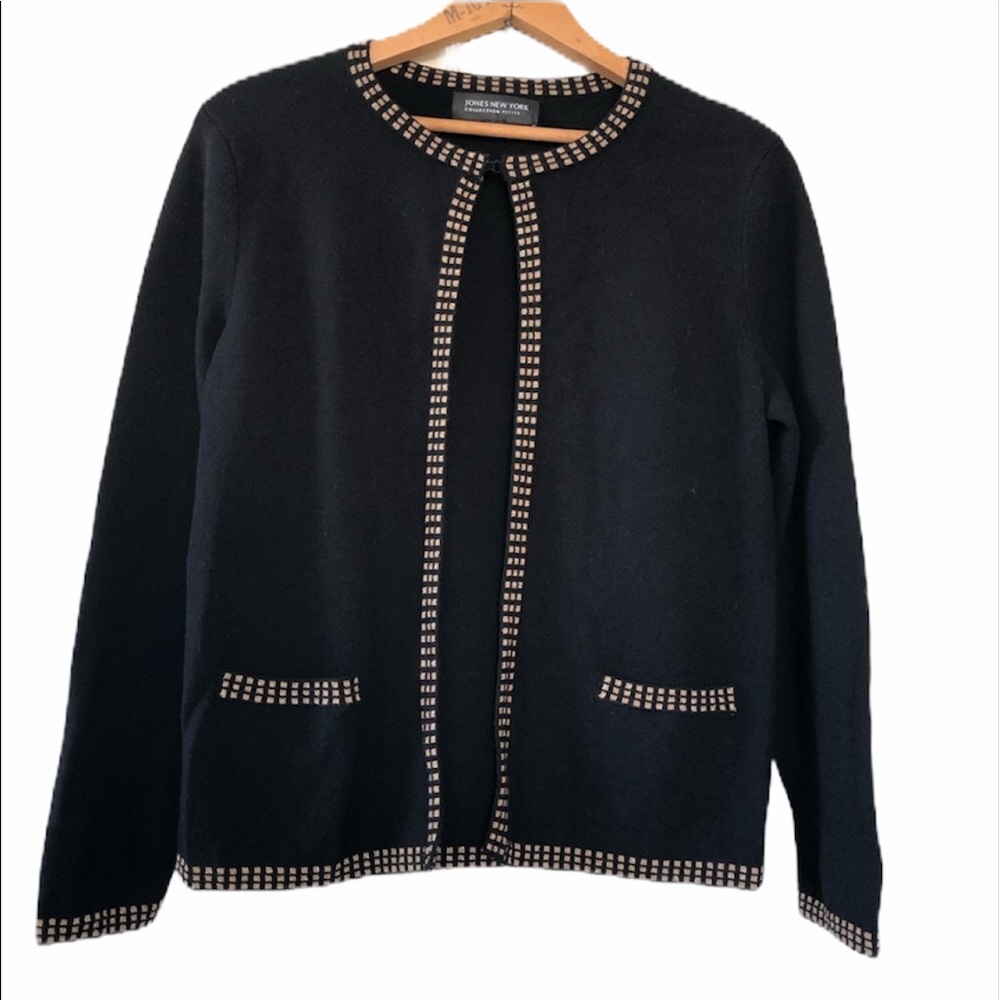 Jones New York Collection Cardigan black open front cardigan sweater SP